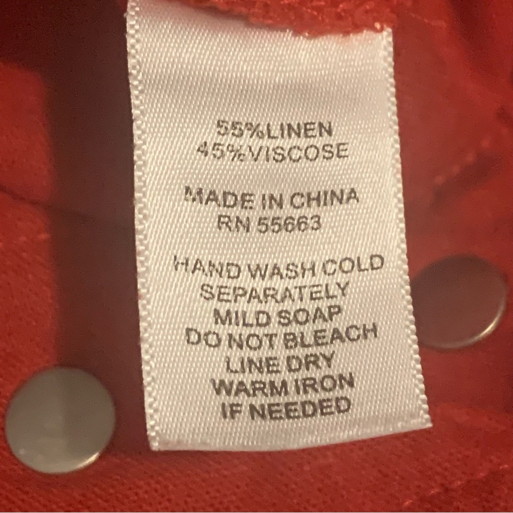 Rachel Zoe Red Zip-Up Linen Casual Utility Style Jacket Sz Large (never worn) - Picture 13 of 14